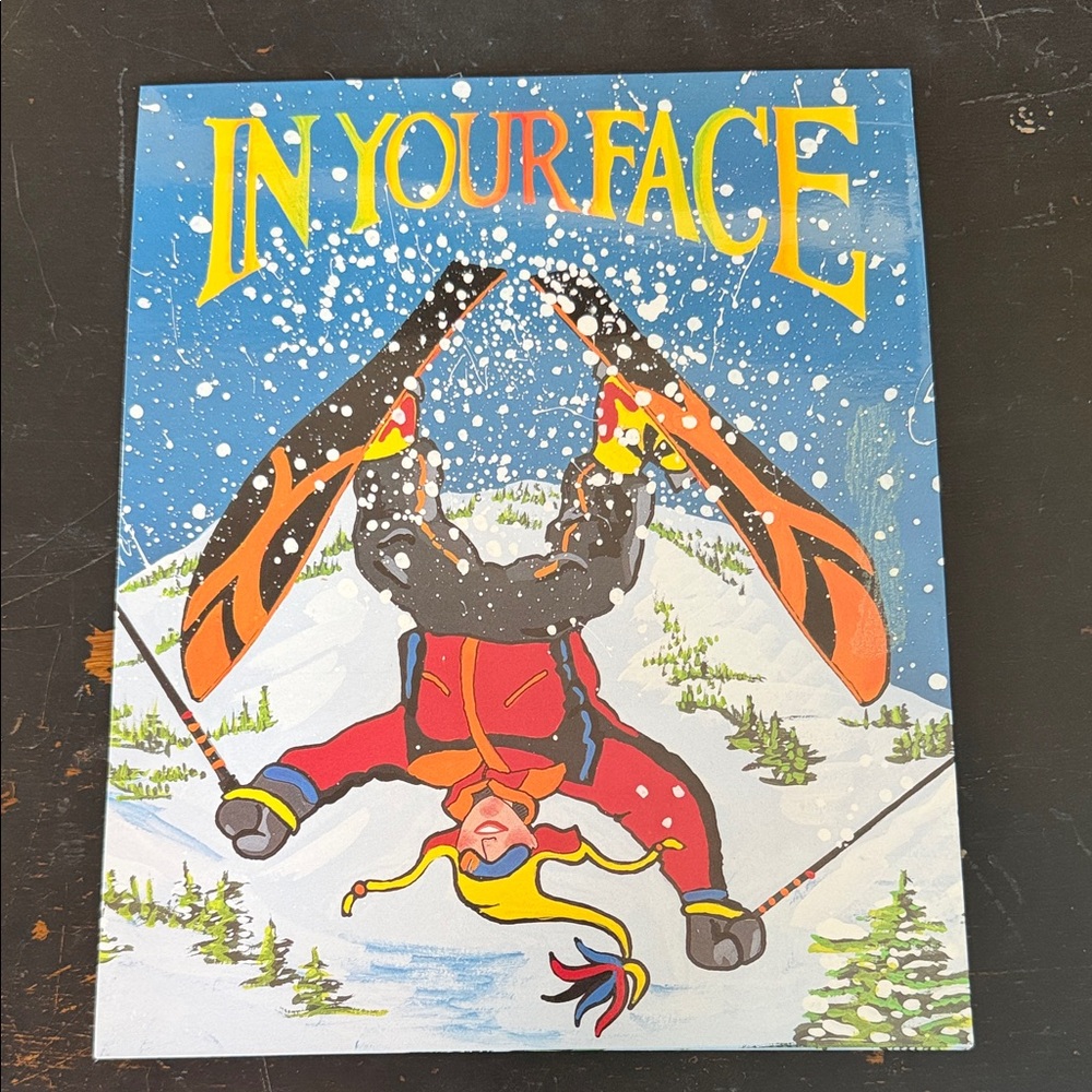 Vintage Oxford Skiing Art IN YOUR FACE school office folder